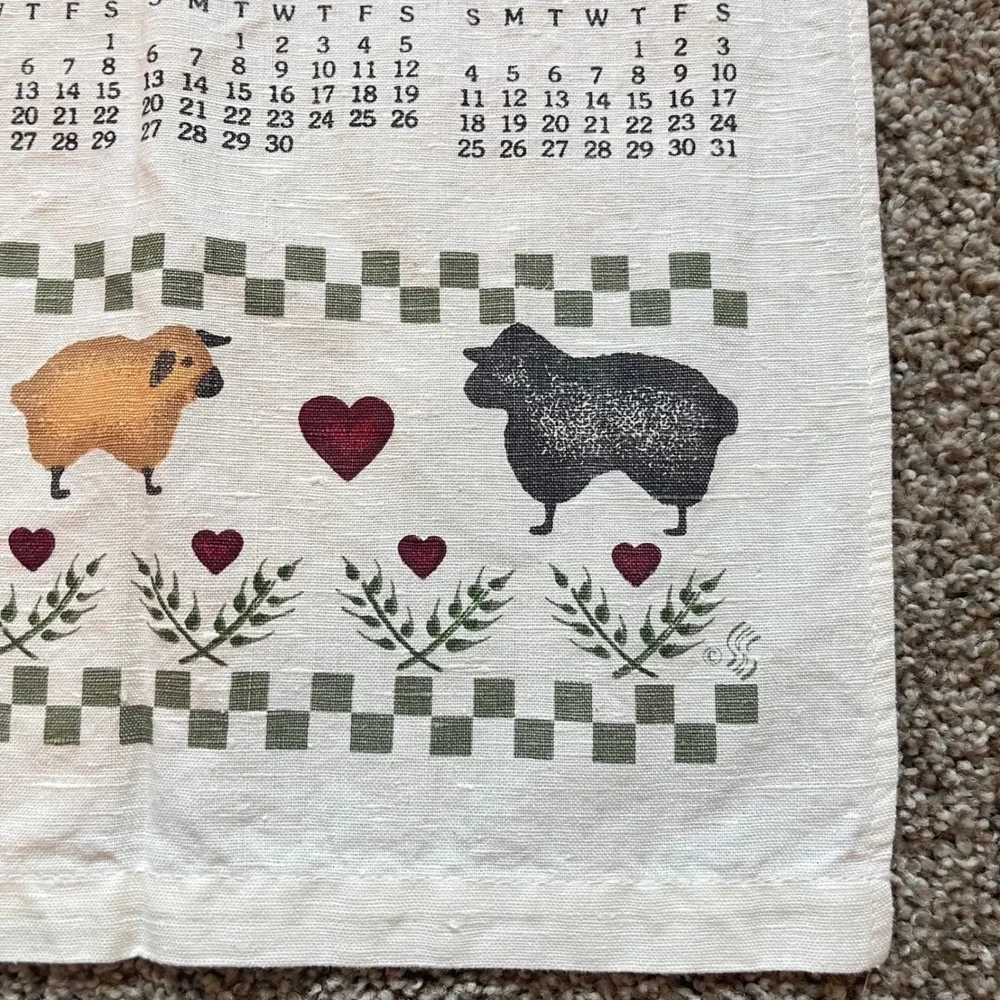 Vintage‎ country home is where your heart is sheep barn Tea Dish Towel Calendar